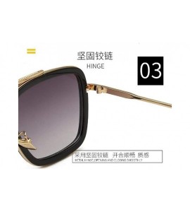 Square Retro Wild Ultraviolet-proof Sunglasses Geometry Metal Frame Sunglasses Hero Sunglasses - Gold Double Gray - C9190G30O...