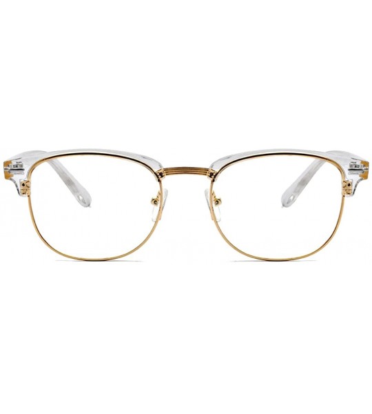 Shield Vintage Retro Classic Half Frame Horn Rimmed Clear Lens Glasses - Tr90 Transparent - C21867L769E $19.10