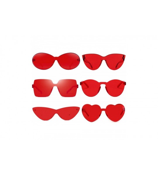 Sport Oversized Square Candy Colors Glasses Rimless Frame Unisex Sunglasses Elton John - Red 6 Pack - CX18L7Q6NYU $29.94