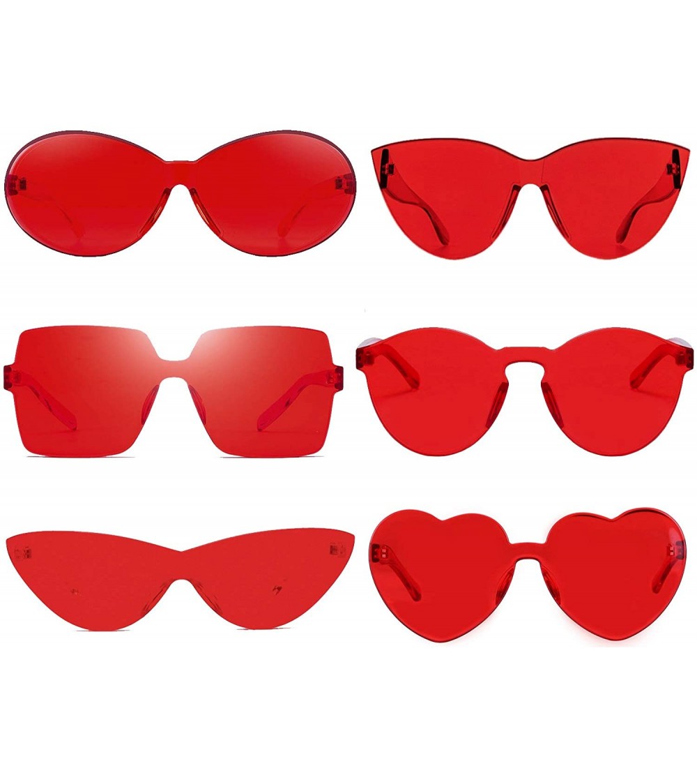 Sport Oversized Square Candy Colors Glasses Rimless Frame Unisex Sunglasses Elton John - Red 6 Pack - CX18L7Q6NYU $29.94