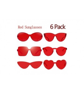 Sport Oversized Square Candy Colors Glasses Rimless Frame Unisex Sunglasses Elton John - Red 6 Pack - CX18L7Q6NYU $29.94