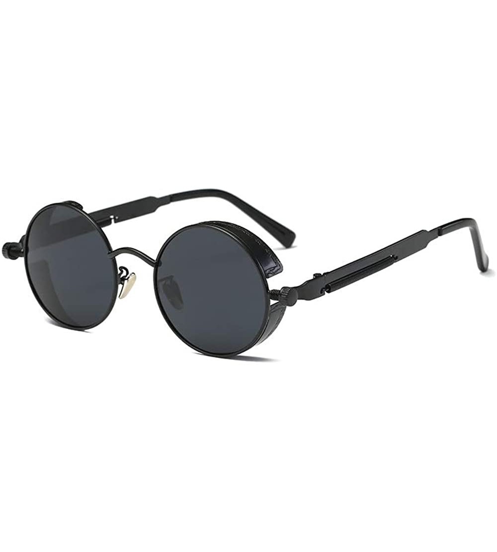 Round Men & Women Round Sunglasses Polarized Lens Metal Frame Glasses UV400 - Grey-1 - CM18RT2LZ3K $17.96