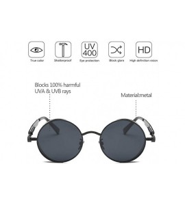 Round Men & Women Round Sunglasses Polarized Lens Metal Frame Glasses UV400 - Grey-1 - CM18RT2LZ3K $17.96