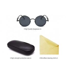 Round Men & Women Round Sunglasses Polarized Lens Metal Frame Glasses UV400 - Grey-1 - CM18RT2LZ3K $17.96