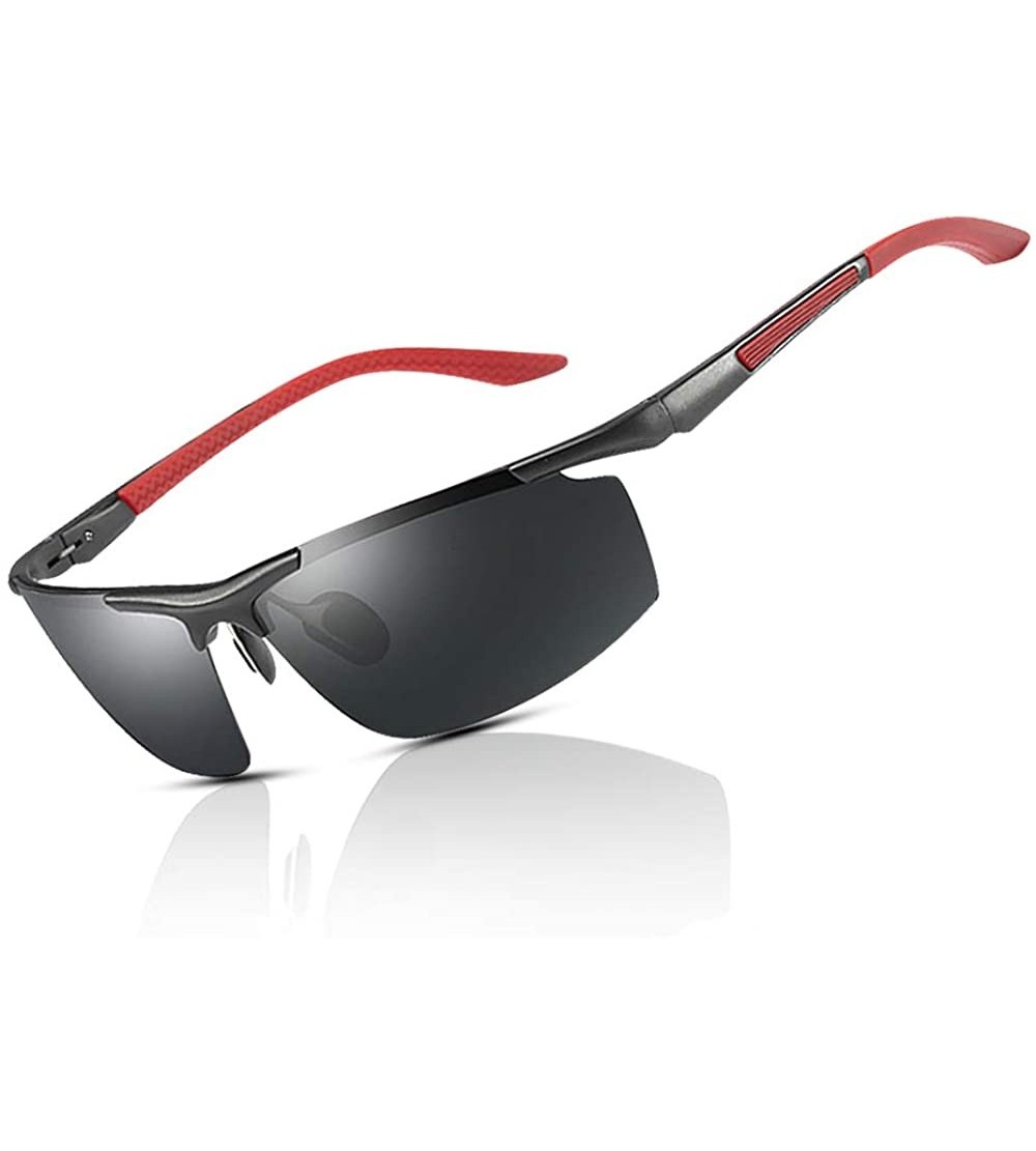 Rectangular Driving glasses - TAC Polarized Lens 100% UV Protection Sunglasses for Men - Red Frame - CZ18W7CLYMH $34.93