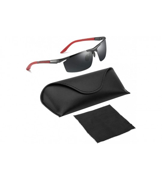 Rectangular Driving glasses - TAC Polarized Lens 100% UV Protection Sunglasses for Men - Red Frame - CZ18W7CLYMH $34.93