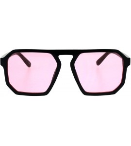 Rectangular Mens Robotic Futuristic Racer Plastic Retro Pop Color Lens Sunglasses - Black Pink - CA18EMM7W9M $18.38