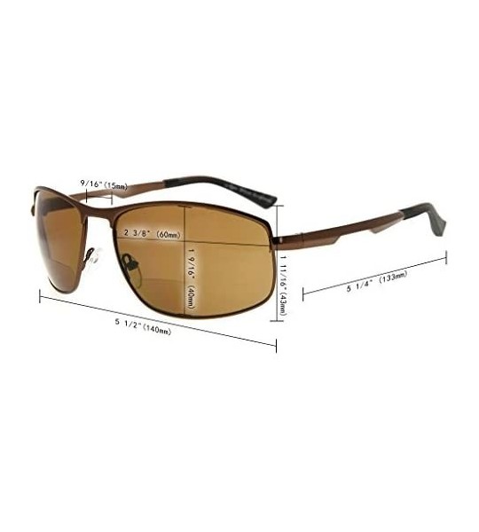 Rectangular Metal Frame Spring Hinges Polycarbonate Lens Polarized Sunglasses Men Women - Brown/Brown Lens - CU18E8TXN32 $55.43