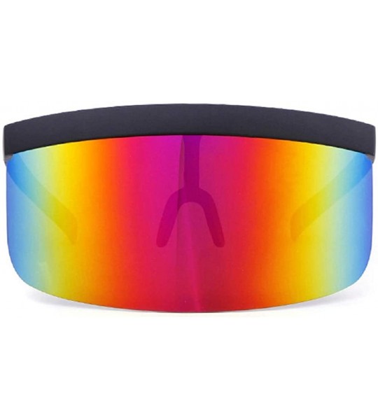 Shield Oversize Sunglasses Windproof Glasses Eyeglasses - C8 Red Mirror - C2190LHZRE8 $26.18
