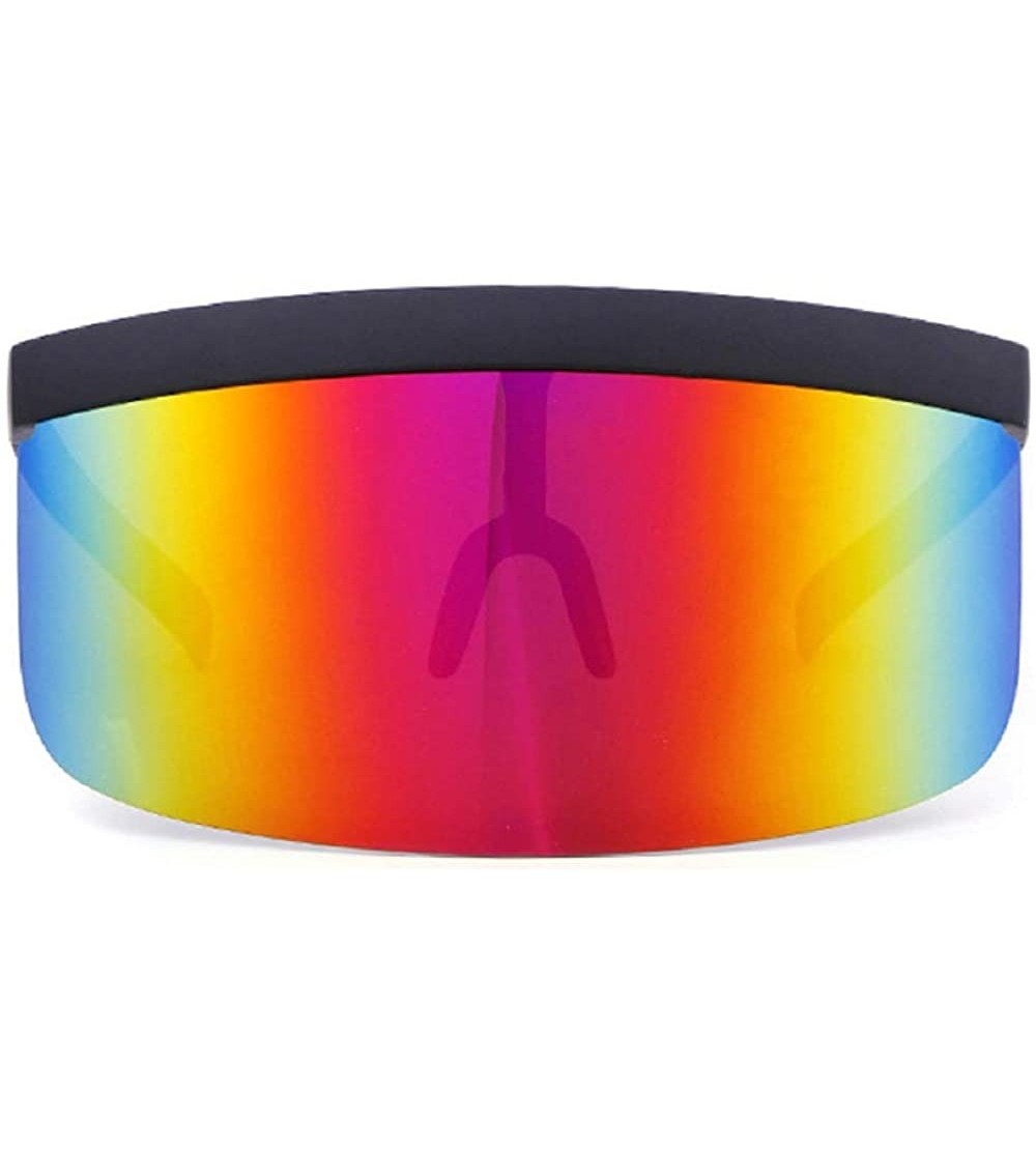 Shield Oversize Sunglasses Windproof Glasses Eyeglasses - C8 Red Mirror - C2190LHZRE8 $26.18