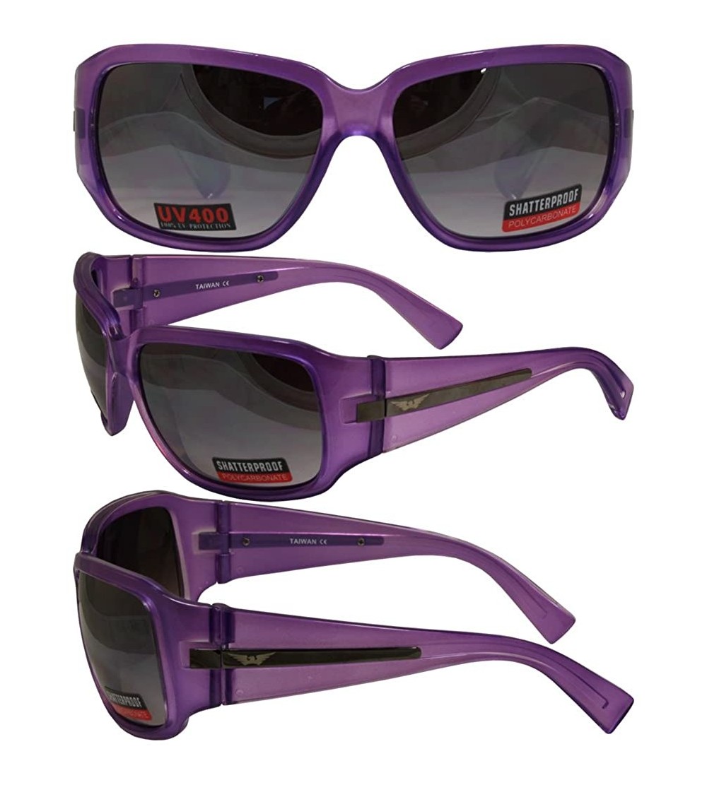 Sport Suzy Q Sunglasses Translucent Purple Frame Gradient Smoke Lens - CX11820WBXB $31.67