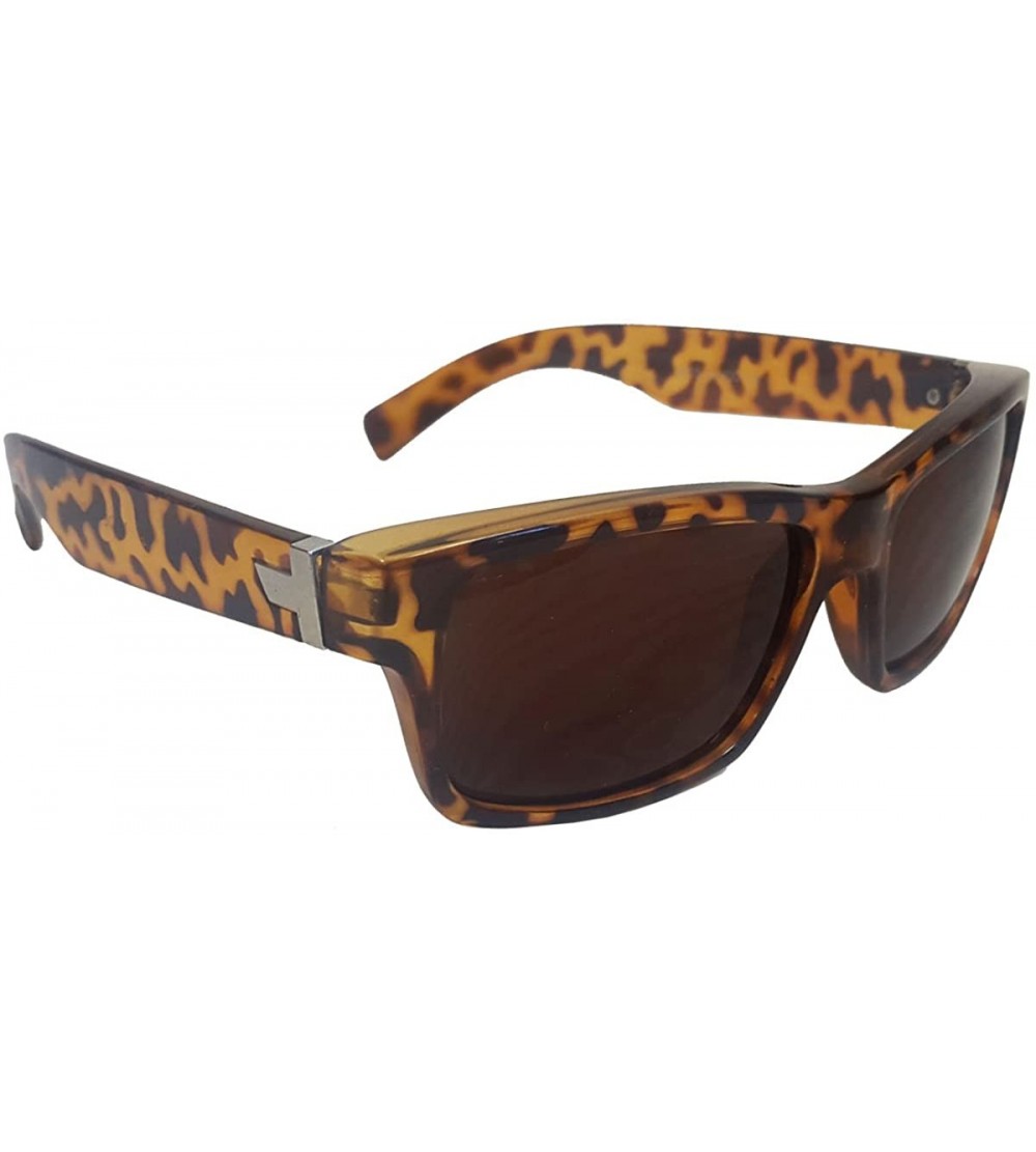 Square Elegant Unisex Square Turtle Shell Brown sunglasses - Free Carrying Pouch - CD12O4KZ7KQ $18.13