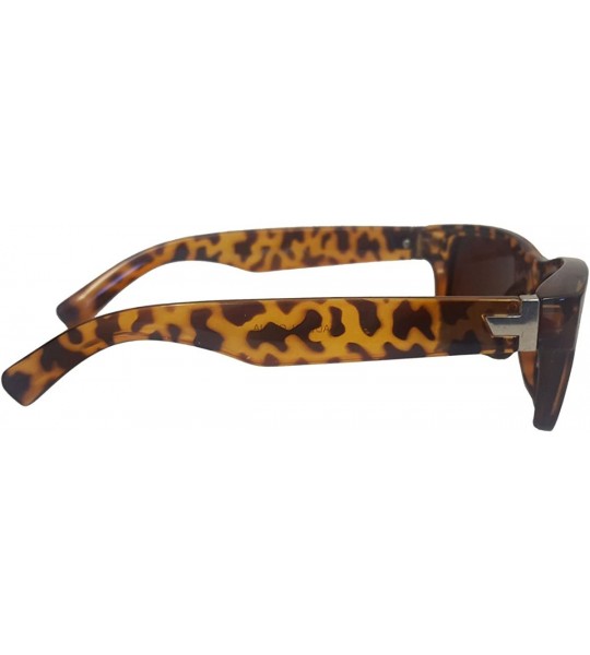 Square Elegant Unisex Square Turtle Shell Brown sunglasses - Free Carrying Pouch - CD12O4KZ7KQ $18.13