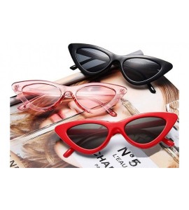 Square Cat Eye Sunglasses for Women VintageRetro Style Plastic Frame UV 400 Protection - Black-red-transparent Pink - C018S5T...