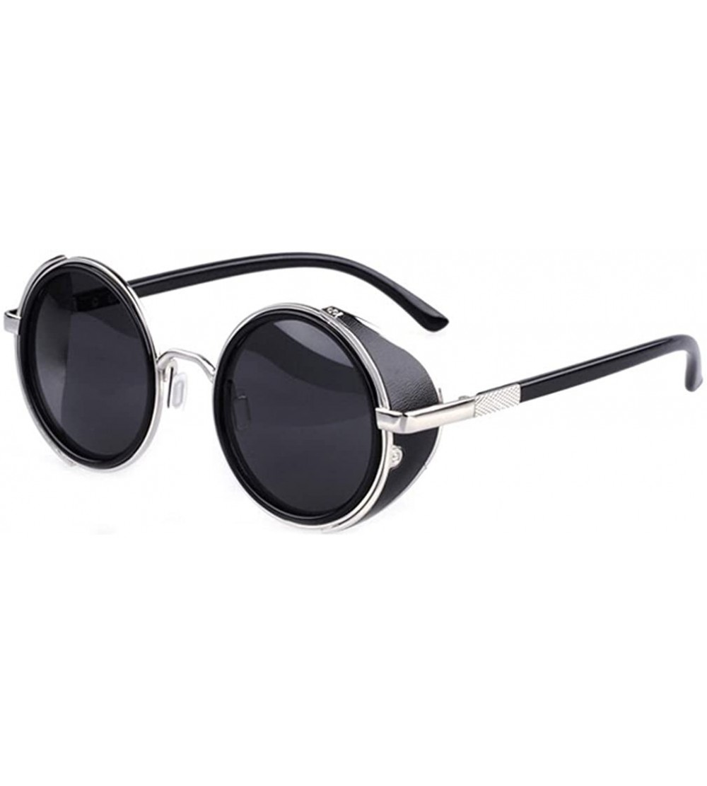 Shield Side Sheld Steampunk Rock UV Protection Round Sunglasses For Women&Men - C1 - CL12LWU98HT $27.82
