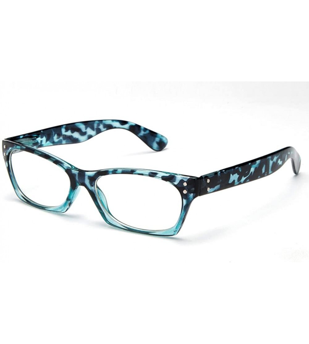 Square Unisex Squared Frame Two Tone Colors Clear Lens Glasses - Tortoise/Blue - CH11YN6NEST $18.48