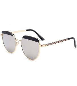 Oval Alloy Sunglasses Men Vintage Classic Sun Glasses Metal Mirror Sunglasses - Gold Gold - CE18S9TGOOD $22.82