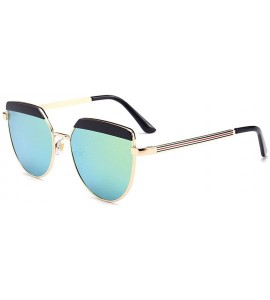 Oval Alloy Sunglasses Men Vintage Classic Sun Glasses Metal Mirror Sunglasses - Gold Gold - CE18S9TGOOD $22.82