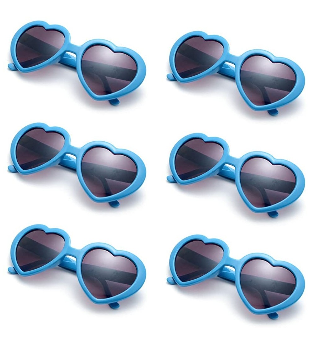 Aviator 6 Neon Colors Heart Shape Party Favors Sunglasses - Multi Packs - 6-pack Blue - C818HCD7CAD $24.03