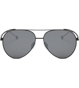 Oversized Ada Unisex Aviator Sunglasses Anti-UV Mirrored Lens Oversize Metal Frame-Black Frame/Grey Lens - C8180OZTMMA $44.13