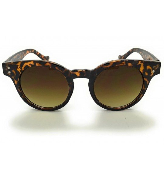 Round Classic Round Retro Sunglasses - Brown - CZ17YWI5DSI $18.30