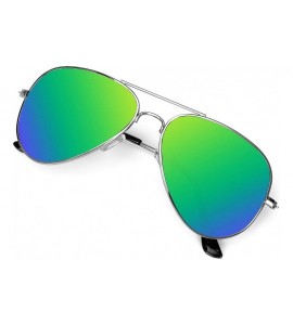 Aviator Aviator Sunglasses Men Women Lightweight - Green/Silver - C618S449XMT $27.31