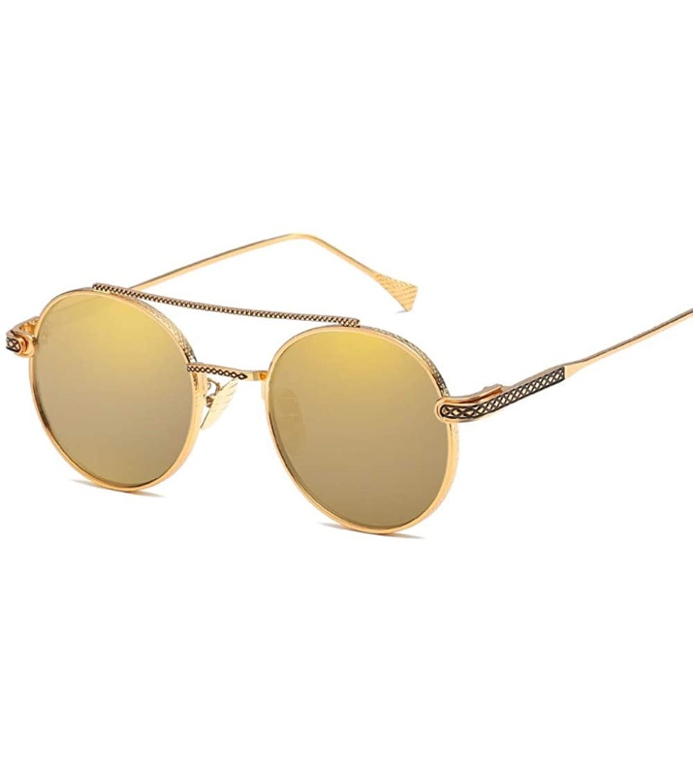 Aviator European and American RETRO SUNGLASSES universal round-faced men's and women's Sunglasses - E - CE18Q7XX9DL $55.22