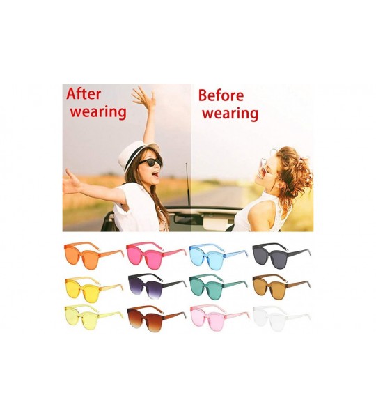 Aviator Classic Women Square Sunglasses for 100% UV Protection Flat Lens Fashion Shades Transparent Candy Color Eyewear - CD1...