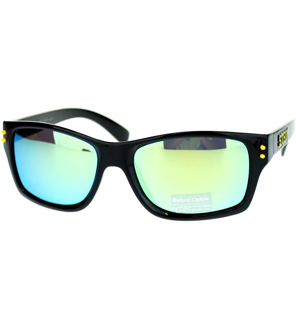 Rectangular STFU! Unisex Sunglasses Classic Rectangular Reflective Lens - Yellow - C611P5E1JGH $19.68