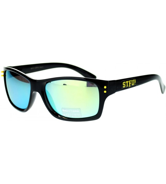 Rectangular STFU! Unisex Sunglasses Classic Rectangular Reflective Lens - Yellow - C611P5E1JGH $19.68