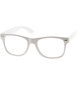 Square Retro Wide Arm Square Clear Lens Horn Rimmed Eyeglasses 54mm - White / Clear - CP12N2ZG9G9 $18.97