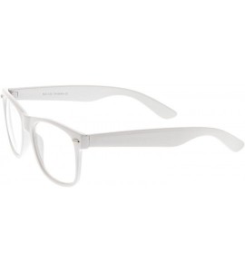 Square Retro Wide Arm Square Clear Lens Horn Rimmed Eyeglasses 54mm - White / Clear - CP12N2ZG9G9 $18.97