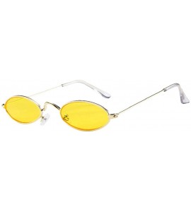 Oval Fashion Mens Womens Retro Small Oval Sunglasses Metal Frame Shades Eyewear - D - CV18S2XLNYC $14.91