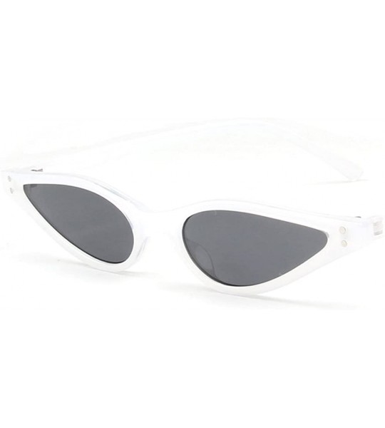 Rimless Vintage Cat Eye Sunglasses Small Rivet Women Designer Shades Sun Glasses - White - CI18CUSO04U $19.57