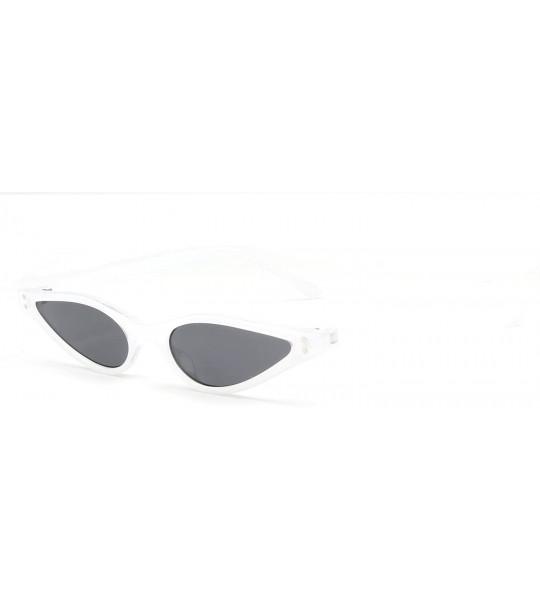 Rimless Vintage Cat Eye Sunglasses Small Rivet Women Designer Shades Sun Glasses - White - CI18CUSO04U $19.57