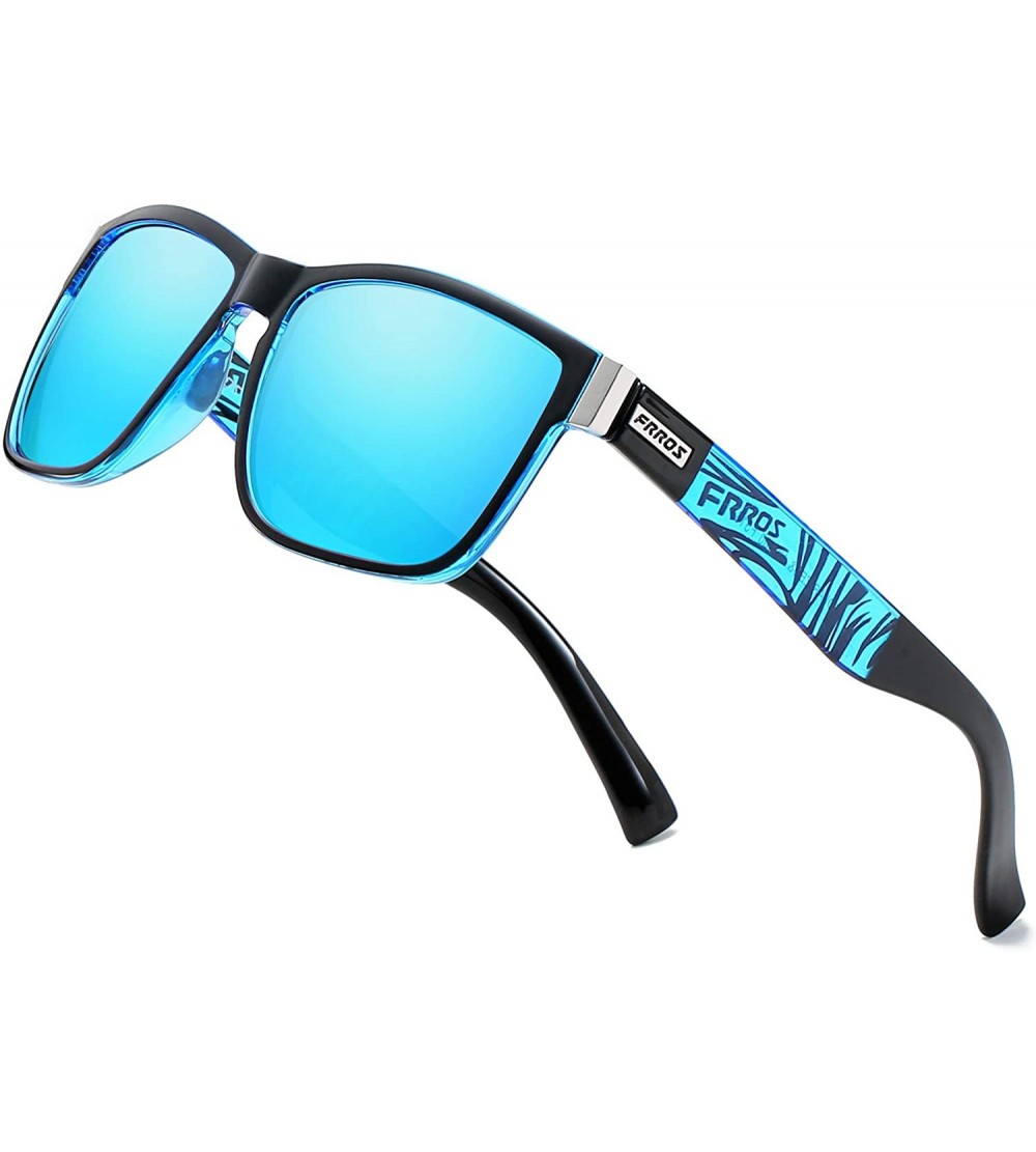 Square Vintage Polarized Sunglasses for Men and Women Driving Sun Glasses 100% UV Protection 518 - Blue - C9193N9XSSA $35.96