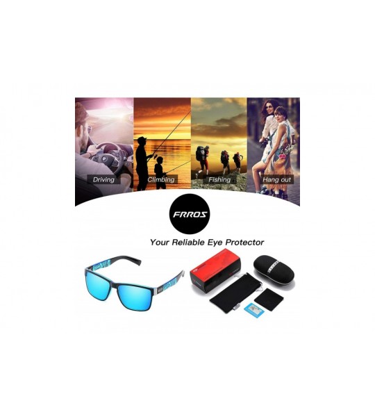 Square Vintage Polarized Sunglasses for Men and Women Driving Sun Glasses 100% UV Protection 518 - Blue - C9193N9XSSA $35.96