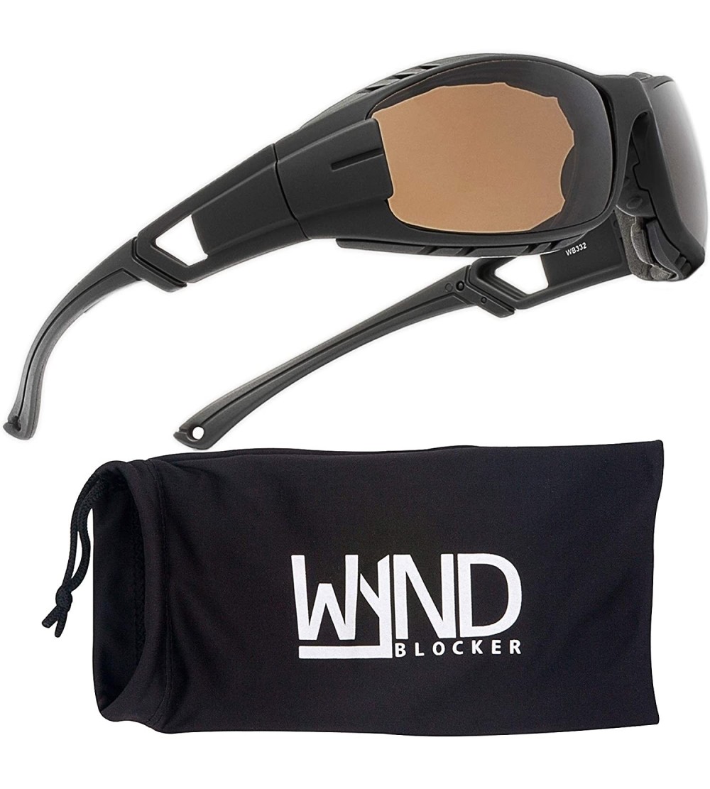 Wrap Airdam Sunglasses Motorcycle Riding- Sports- Driving- Cycling Wrap - Black - Amber - C9196MU0SUA $37.42