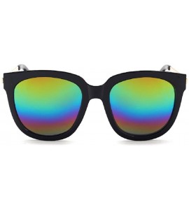 Oversized Unisex JTS9244 Oversized Thick Rim Metal Temple Aviator Sunglasses - C3-black+rainbow - CM12ECR35CN $18.64