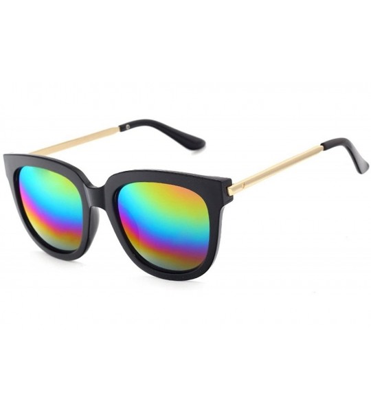 Oversized Unisex JTS9244 Oversized Thick Rim Metal Temple Aviator Sunglasses - C3-black+rainbow - CM12ECR35CN $18.64