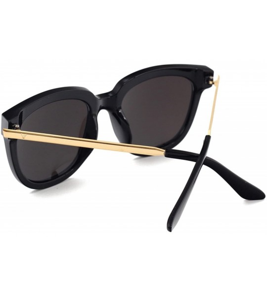 Oversized Unisex JTS9244 Oversized Thick Rim Metal Temple Aviator Sunglasses - C3-black+rainbow - CM12ECR35CN $18.64