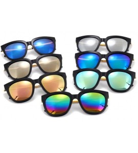 Oversized Unisex JTS9244 Oversized Thick Rim Metal Temple Aviator Sunglasses - C3-black+rainbow - CM12ECR35CN $18.64