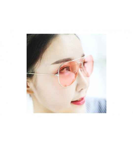 Goggle Clear Pink Sunglasses Women Men Ocean Blue Transparent Sun Glasses Candy Color Eyewear Pilot Yellow Lens Green - C1197...