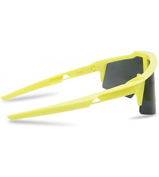 Semi-rimless Oversized Wrap Around Reflective Mirrored Performance Sports Colored Frame Sunglasses for Men and Women - CQ18Z5...