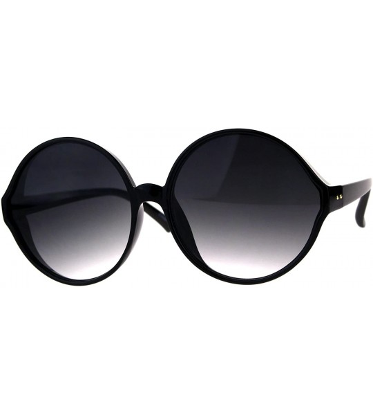 Oversized Womens Oversize Round Mod Retro Diva Plastic Sunglasses - Shiny Black Smoke - CD18CIATRNZ $18.63