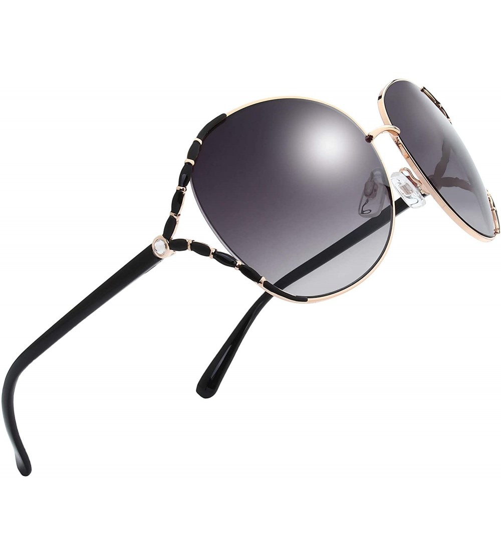 Round Classic Crystal Elegant Women Beauty Design Sunglasses Gift Box - L113-gold - CG18M0U2663 $28.66