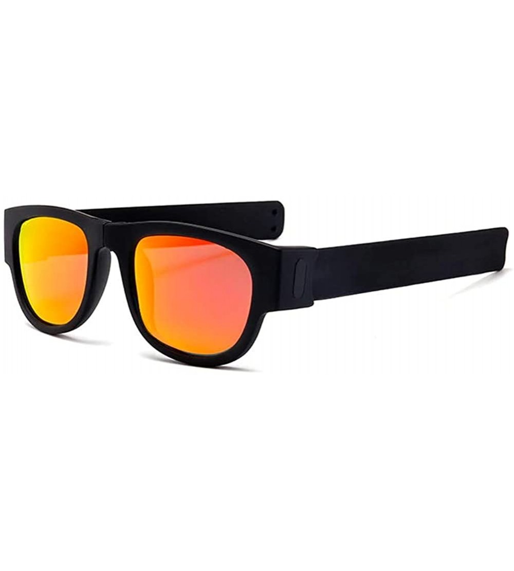 Goggle Premium Unisex Polarized Fold Frame Sun Glasses Trendy Stylish Sunglasses for Men Women - Black Rainbow Lens - CJ18YOE...