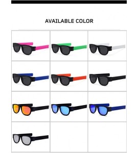 Goggle Premium Unisex Polarized Fold Frame Sun Glasses Trendy Stylish Sunglasses for Men Women - Black Rainbow Lens - CJ18YOE...