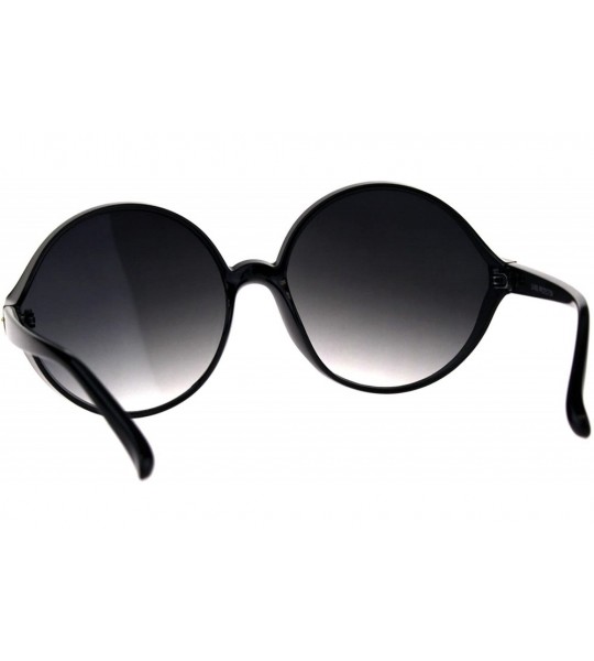 Oversized Womens Oversize Round Mod Retro Diva Plastic Sunglasses - Shiny Black Smoke - CD18CIATRNZ $18.63