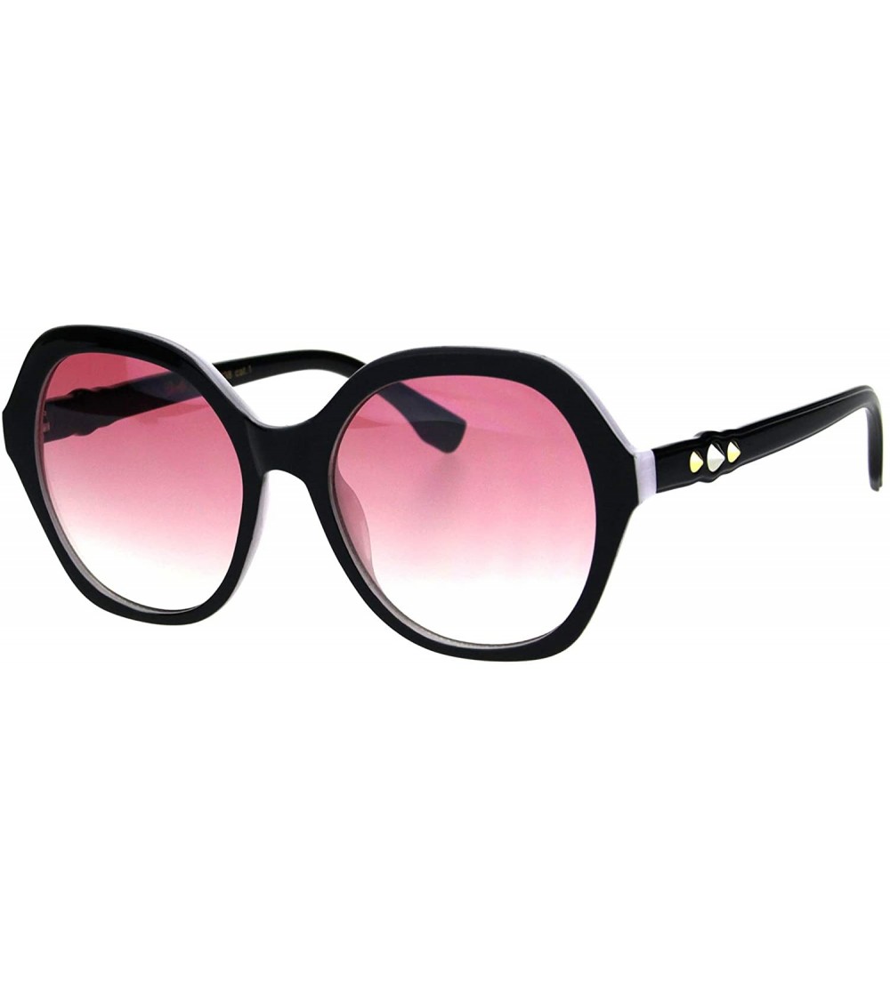 Oversized Spike Design Sunglasses Womens Fashion Square Frame Shades UV 400 - Black White (Pink) - CO18OUN8AX8 $21.73